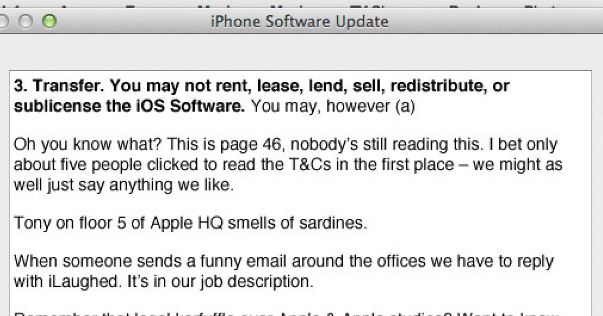 Check Out Apple's iOS 7 Terms & Conditions (PICTURE) | HuffPost UK Comedy Check Out Apple's iOS 7 Terms & Conditions (PICTURE) | HuffPost UK Comedy