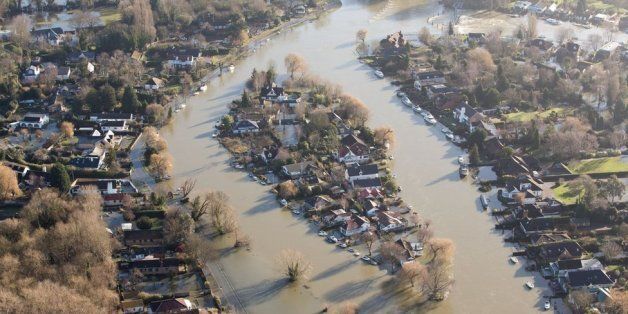 Flooded housing in south England