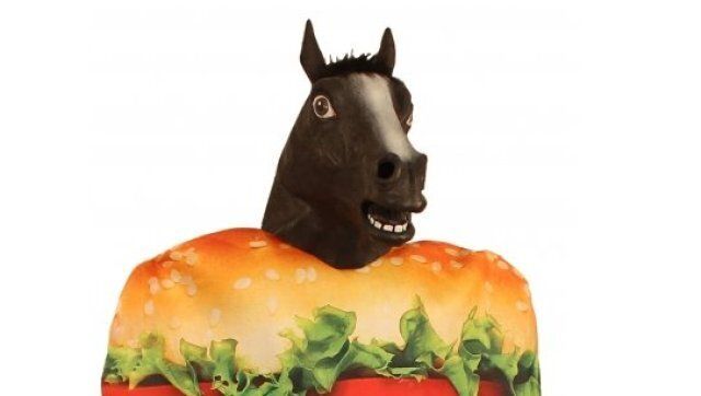 A photo of the horse burger costume, available from Fancy Dress Costumes, which pokes fun at Europe's horse meat scandal.