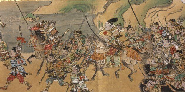 Japanese warriors and goblins, A Japanese tale of the Muromachi period (c.1390-1570) describing the exploits of a warrior hero named Yuriwaka, against the Mongol invasion. Image taken from Yuriwaka Daijin. Originally published/produced in early Edo period (1640-1680). (Photo by The British Library/Robana via Getty Images)
