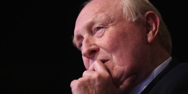 MANCHESTER, ENGLAND - OCTOBER 02: Lord Kinnock looks as Labour Party leader Ed Miliband delivers his keynote speech to delegates during the annual Labour Party Conference on October 02, 2012 in Manchester, England. During his speech Mr. Miliband announced a series of proposals for changes to the education system, unveiling plans for a new qualification in the form of a technical baccalaureate, and pledging to transform the lives of the 'forgotten' 50% of young people who do not go to university. (Photo by Christopher Furlong/Getty Images)