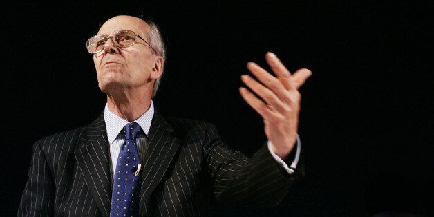 Lord Norman Tebbit, the former chairman of the Conservative Party, speaks in the The Telegraph debate at the Royal bath hotel in Bournemouth, on the second day of the Tory conference in Bournemouth.