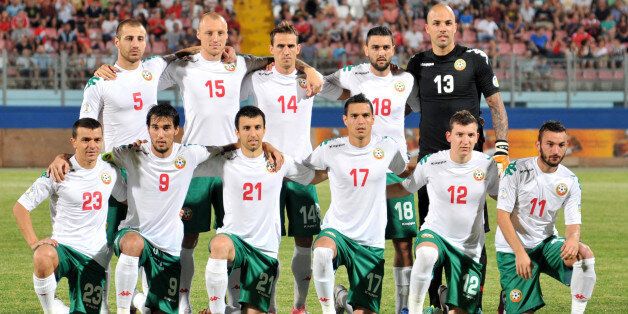 The Bulgarian national side line up before their match with Malta