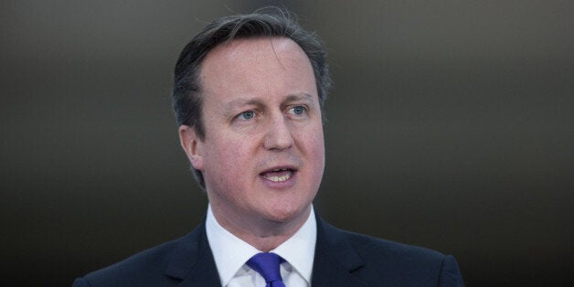 LONDON, ENGLAND - FEBRUARY 07: British Prime Minister David Cameron delivers a speech from the Velodrome on the 2012 Olympic Park to campaign for a 'no' vote in Scotland's independence referendum later this year, on February 7, 2014 in London, England. Mr Cameron said that the UK would be 'deeply diminished' if Scotland voted to become an independent nation. Approximately four million people aged over 16 and living in Scotland will be able to vote in a referendum proposed by Scotland's ruling Scottish National Party (SNP) on September 18, 2014. (Photo by Oli Scarff/Getty Images)