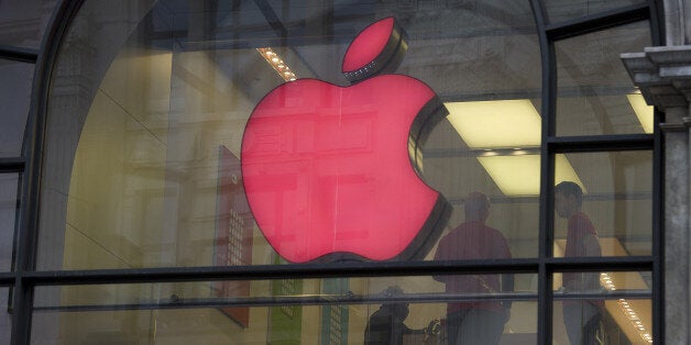 The logo on the Apple store in Regent Street, London, turned red for the 25th World AIDS Day.