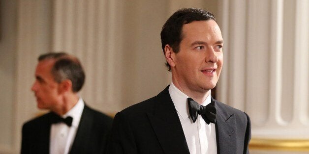 LONDON, ENGLAND - JUNE 12: Chancellor of the Exchequer George Osborne (R) is followed by Mark Carney, Governor of the Bank of England, as they enter the 'Lord Mayor's Dinner to the Bankers and Merchants of the City of London' at the Mansion House on June 12, 2014 in London, England. In his keynote speech the Chancellor is announcing new measures to tackle 'the unacceptable behaviour of the few and ensure that markets are fair for the many who depend on them'. (Photo by Peter Macdiarmid - WPA P