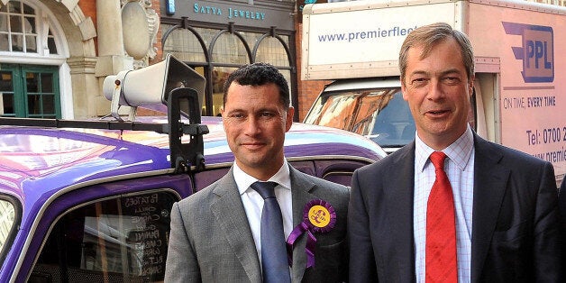 (left to right) UKIP candidates Steven Woolfe, party leader Nigel Farage, Richard, Earl of Bradford and Lawrence Webb arrive at the launch of the party's London Mayoral manifesto in central London.