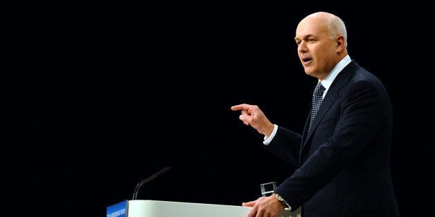 Iain Duncan-Smith, Secretary of State for Work and Pensions, speaks during the annual Conservative Party Conference in Manchester, north-west England on October 1, 2013. AFP PHOTO/Paul Ellis (Photo credit should read PAUL ELLIS/AFP/Getty Images)