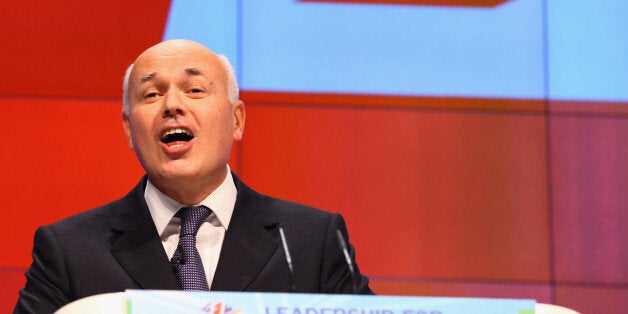 MANCHESTER, ENGLAND - OCTOBER 03: Iain Duncan Smith, Secretary of State for Work and Pensions delivers his speech to delegates at the Conservative Party Conference on October,3 2011 in Manchester, England. Chancellor George Osborne will today announce his plans at the party conference to extend a council tax freeze in England. (Photo by Jeff J Mitchell/Getty Image)