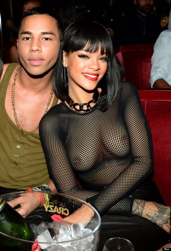 Rihanna wardrobe malfunction shows nipples in VERY see through bra