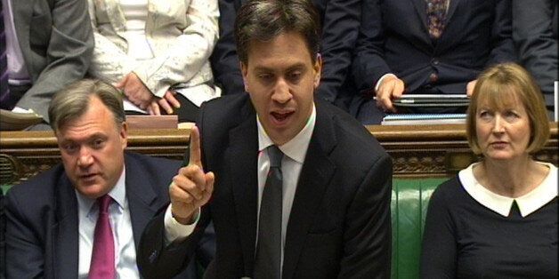 Labour party leader Ed Miliband speaks during Prime Minister's Questions in the House of Commons, London.