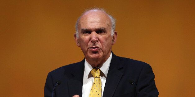 GLASGOW, SCOTLAND - SEPTEMBER 16: Business Secretary Vince Cable speaks to conference during his key-note speech at the SECC, Scottish Exhibition and Conference Centre on September 16, 2013 in Glasgow, Scotland. Deputy British Prime Minister and Leader of the Liberal Democrats Nick Clegg has denied any suggestions of a rift between him and his Cabinet colleague Business secretary Vince Cable over the Liberal Democrats future economic policy. (Photo by Dan Kitwood/Getty Images)