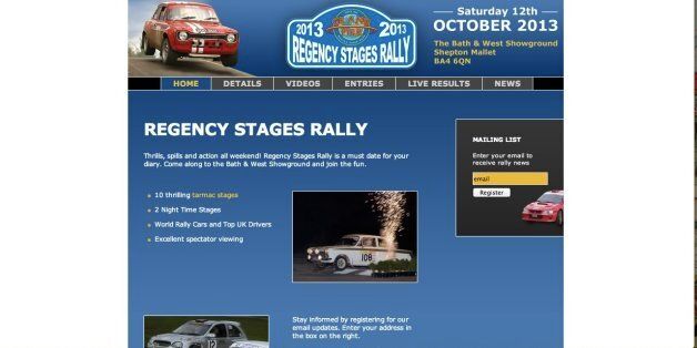 The website for the Regency Stages Rally, where the crash occurred