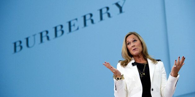 Angela Ahrendts, chief executive officer of Burberry Group Plc, speaks during a keynote speech at the DreamForce 2011 conference in San Francisco, California, U.S., on Wednesday, Aug. 31, 2011. The conference, in its ninth year, brings together leaders in cloud computing for breakout sessions, training and networking. Photographer: David Paul Morris/Bloomberg via Getty Images