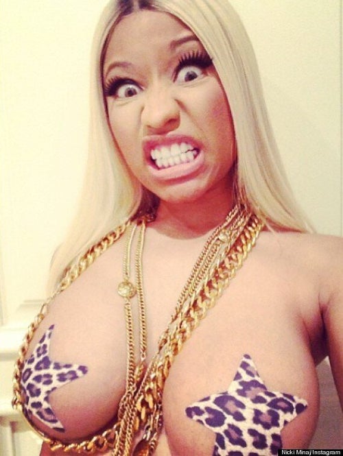 Nicki Minaj Topless As She Shows Off Her Nipple Covers On Instagram  (PICTURE)