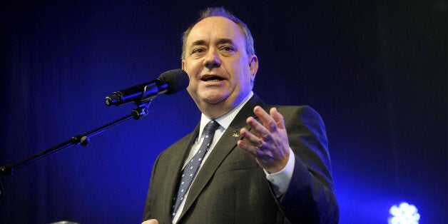 Scotland's First Minister Alex Salmond addresses Pro-independence supporters as they gather in Edinburgh on September 21, 2013. Voting for Scottish independence is 'common sense', the leader of the movement to break away from the United Kingdom insisted a year to the day befor Scotland votes in a referendum. AFP PHOTO/ANDY BUCHANAN (Photo credit should read Andy Buchanan/AFP/Getty Images)