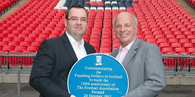 Greg Dyke and Alex Horne show off the plaque