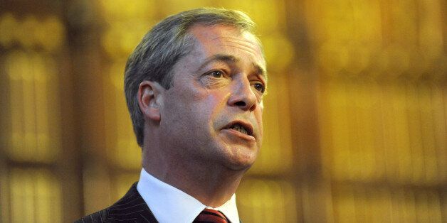 UKIP Leader Nigel Farage speaks to delegates at an event at Manchester Town Hall during the Conservative Conference 2013.