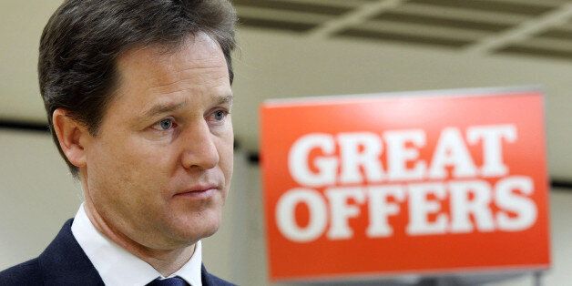 Deputy Prime Minister Nick Clegg visits a Sainsbury's supermarket in Notting Hill, London, as he urged George Osborne to introduce the ¬£10,000 personal allowance on income tax more quickly than planned to relieve the growing pressure on household budgets.