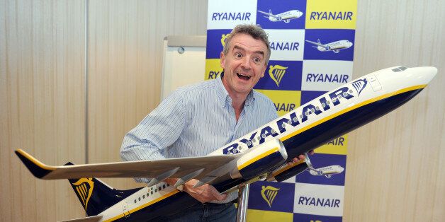 Irish budget airline Ryanair CEO Michael O'Leary poses for photographers after a press conference in Marignane near Marseille-Provence airport, southern France, on February 1, 2011. Ryanair, Europe's biggest no-frills airline head said he will reopen for the upcoming summer season flights cancelled due to the closure of their Marseille's France base, last January, following a legal action against the company for illegal working practices. AFP PHOTO/GERARD JULIEN (Photo credit should read GERARD JULIEN/AFP/Getty Images)