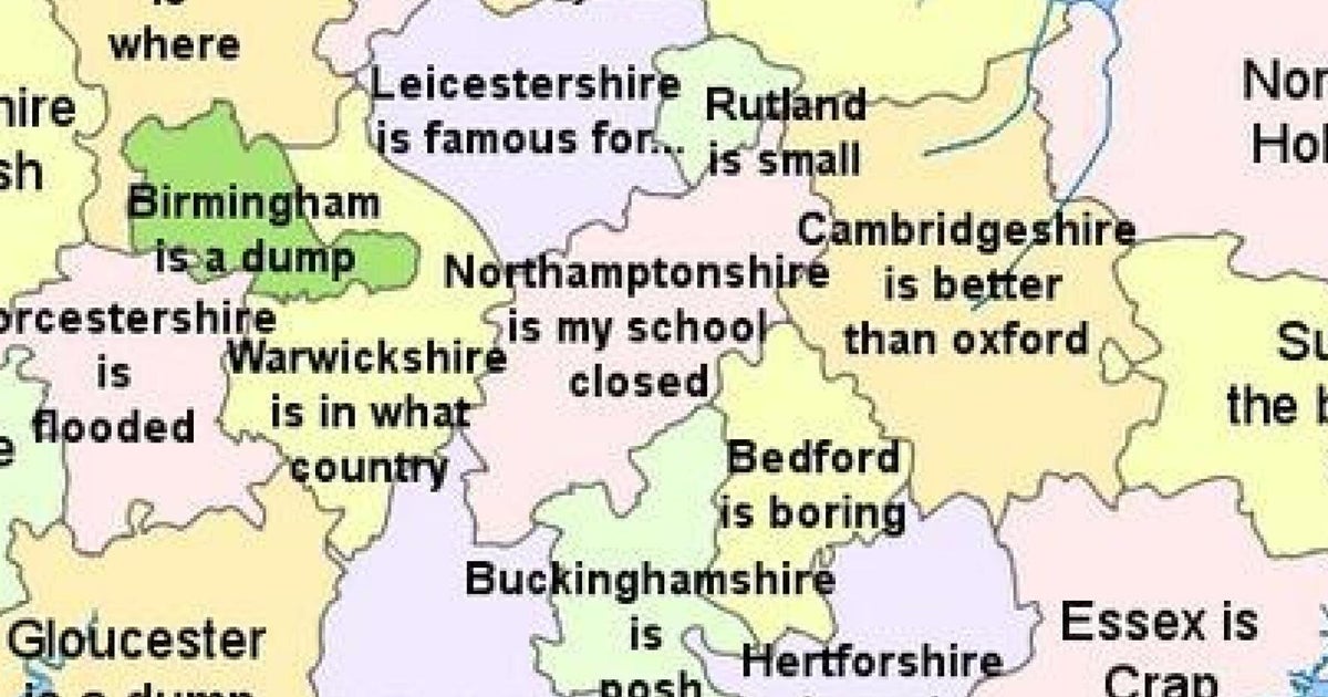 Map With County Lines Uk