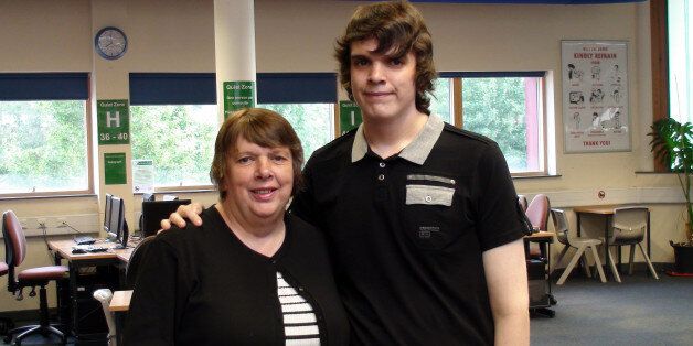 Thomas Lowson poses with his mother on the day of his A-levels results