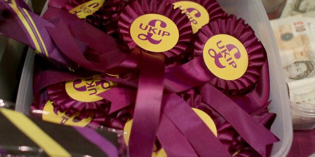 TORQUAY, ENGLAND - FEBRUARY 28: UKIP party merchandise is seen on sale at the UKIP 2014 Spring Conference at the Riviera International on February 28, 2014 in Torquay, England. The anti-European Union UK Independence Party leader Nigel Farage is looking to galvanise support ahead of May's European Parliament elections when they hope to win the most seats in the contest, building on its strong poll ratings and success in last year's local elections. (Photo by Matt Cardy/Getty Images)