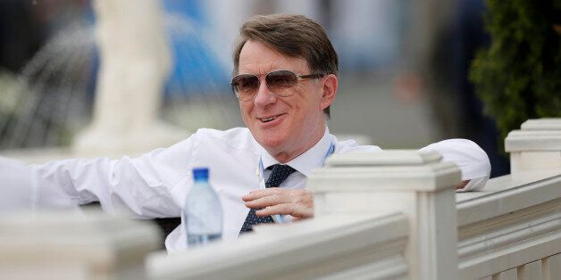 Peter Mandelson, former U.K. business secretary, reacts while sitting at an outdoor terrace on the opening day of the St. Petersburg International Economic Forum 2013 (SPIEF) in St. Petersburg, Russia, on Thursday, June 20, 2013. Russian consumer spending probably eased and investment shrank at the fastest pace since 2011, adding to evidence the $2 trillion economy is stalling. Photographer: Simon Dawson/Bloomberg via Getty Images