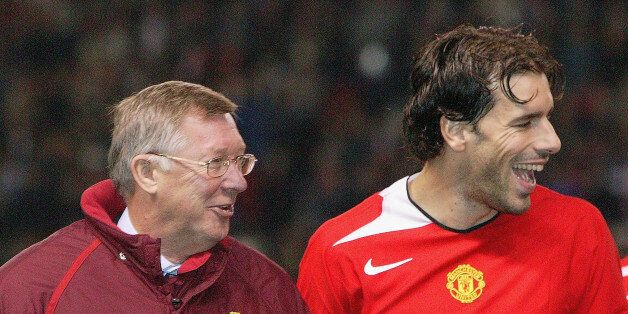 Van Nistelrooy with Ferguson ahead of the Scot's 1,000th match in charge of United. The Dutchman scored the winner