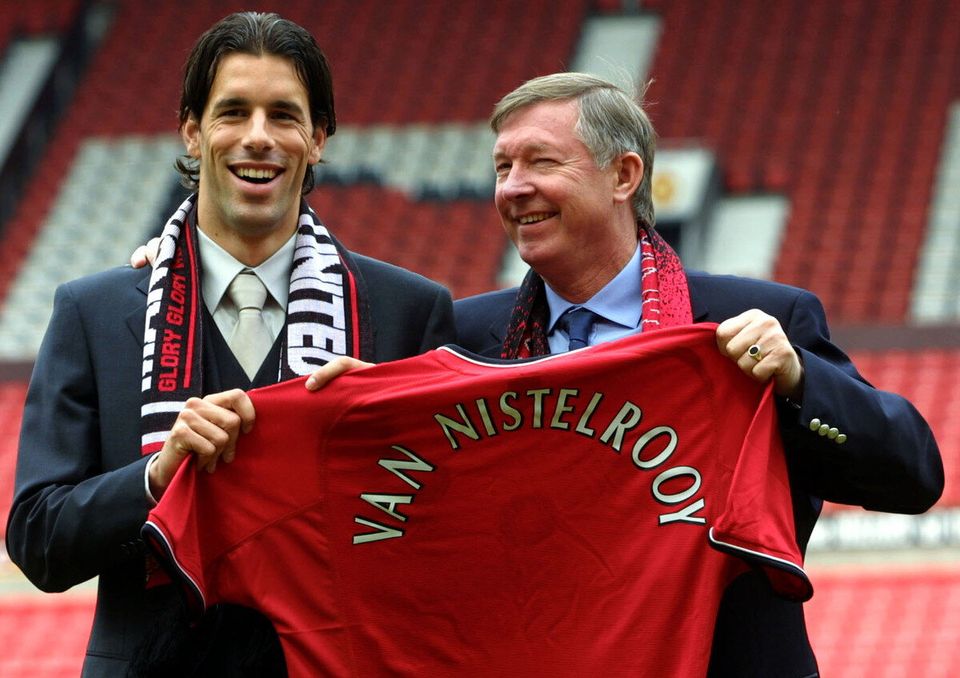 Dutch soccer player Ruud Van Nistelrooy (L) and Ma