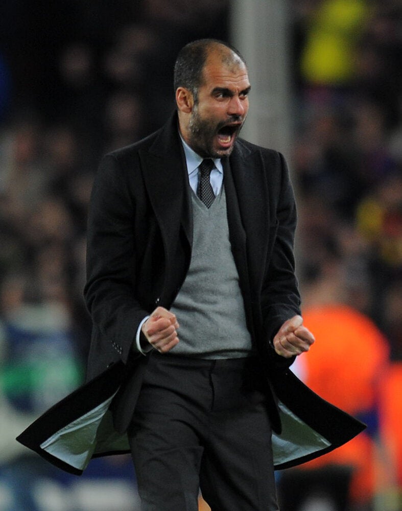 Barcelona's coach Pep Guardiola celebrat