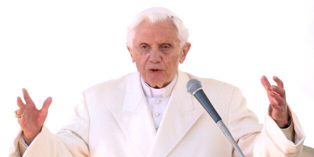 VATICAN CITY, VATICAN - FEBRUARY 27: Pope Benedict XVI delivers his blessing during his final general audience in St Peter's Square, on February 27, 2013 in Vatican City, Vatican. The Pontiff attended his last weekly public audience before stepping down tomorrow. Pope Benedict XVI has been the leader of the Catholic Church for eight years and is the first Pope to retire since 1415. He cites ailing health as his reason for retirement and will spend the rest of his life in solitude away from publ