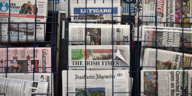 LONDON, ENGLAND - OCTOBER 30: A general view of a newspaper stand on Fleet Street on October 30, 2013 in London, England. The publishers of UK newspapers and magazines are at the High Court in London today seeking an injunction to prevent a royal charter being passed on the government's plan for a new press regulation. (Photo by Dan Kitwood/Getty Images)