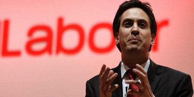 Labour leader Ed Miliband makes a speech at the Scottish Labour Party Conference at the Caird Hall in Dundee, Scotland.