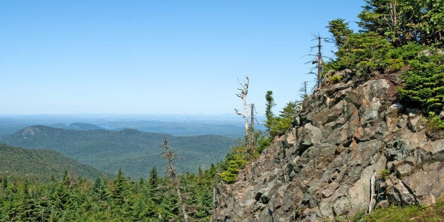 rocky mountain slope with view...