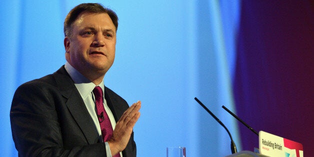 British Shadow Chancellor Ed Balls speaks on the second day of the annual Labour Party Conference in Manchester, north-west England, on October 1, 2012. The conference runs until October 4. AFP PHOTO/PAUL ELLIS. (Photo credit should read PAUL ELLIS/AFP/GettyImages)