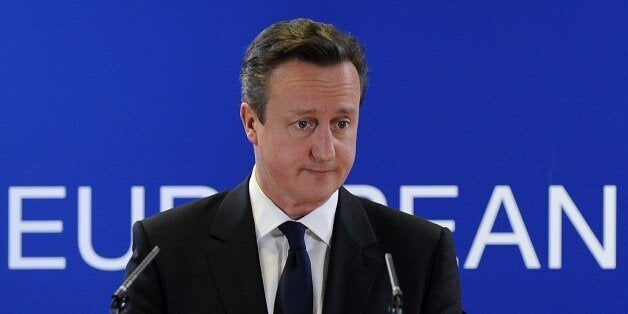 British Prime Minister David Cameron holds a press conference at the end of the two-day European Council summit at the EU headquarters in Brussels on March 21, 2014. AFP PHOTO / JOHN THYS (Photo credit should read JOHN THYS/AFP/Getty Images)