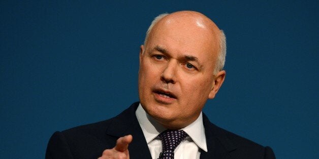 Secretary of State for Work and Pensions Iain Duncan Smith speaks to delegates during the second day of the annual Conservative Party Conference at the ICC in Birmingham, central England on October 8, 2012. AFP PHOTO/ANDREW YATES. (Photo credit should read ANDREW YATES/AFP/GettyImages)