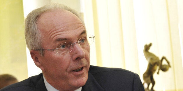 Swedish football manager Sven-Goran Eriksson smiles during a press conference with the President of the Ivorian Football Association Jacques Anouma (unseen) on May 11, 2010 in Abidjan after Eriksson became the new manager of the Ivory Coast national football team just weeks ahead of the start of the 2010 World cup in South Africa. Eriksson did not hesitate before agreeing to coach Ivory Coast at the World Cup finals, the former England boss said on yesterday. Eriksson said he was watching one of