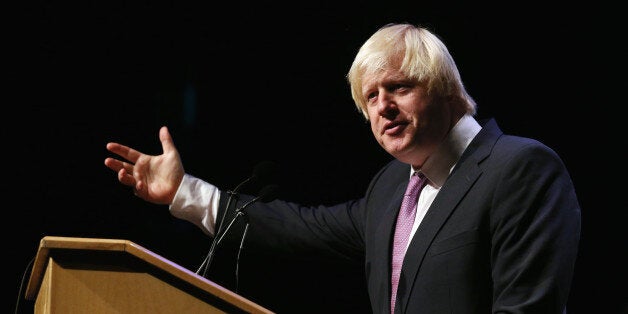 MANCHESTER, ENGLAND - SEPTEMBER 30: Boris Johnson, the Mayor of London, addresses an audience in a fringe meeting in Manchester Central on the second day of the Conservative Party Conference on September 30, 2013 in Manchester, England. Chancellor of the Exchequer George Osborne has unveiled a Government plan for long-term unemployed people to undertake work placements in order to receive their benefits. (Photo by Oli Scarff/Getty Images)