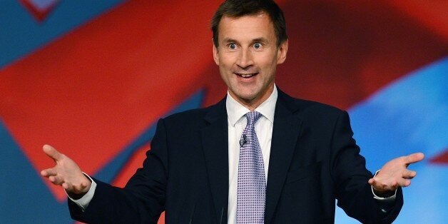 Secretary of State for Health Jeremy Hunt speaks to delegates during the third day of the annual Conservative Party Conference at the ICC in Birmingham, central England on October 9, 2012. AFP PHOTO/ANDREW YATES. (Photo credit should read ANDREW YATES/AFP/GettyImages)