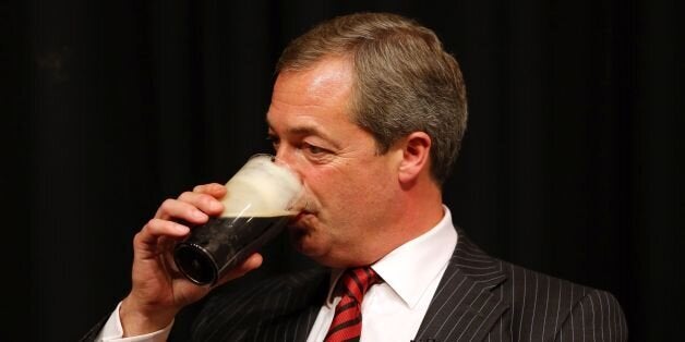 UK Independence Party Leader Nigel Farage during 'A beer and a fag with Farage' event at the Comedy Store in Manchester, on the second day of the Conservative Party Conference in Manchester.