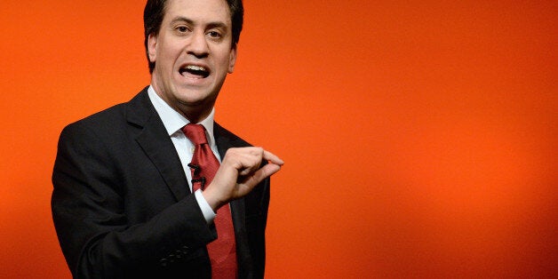 PERTH, SCOTLAND - MARCH 21: Ed Miliband, leader of the Labour Party gives his speech to the Scottish Labour conference on March 21, 2014 in Perth, Scotland. Mr Miliband told party members that a yes vote in the independence referendum and a Conservative win in the next general election would force Scotland and the rest of the UK to compete on cutting taxes and wages to compete globally. (Photo by Jeff J Mitchell/Getty Images)