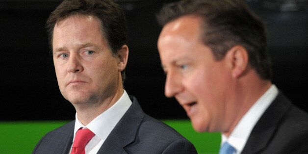 Prime Minister David Cameron and Deputy Prime Minister Nick Clegg give a speech at the Soho Depot in Smethwick.