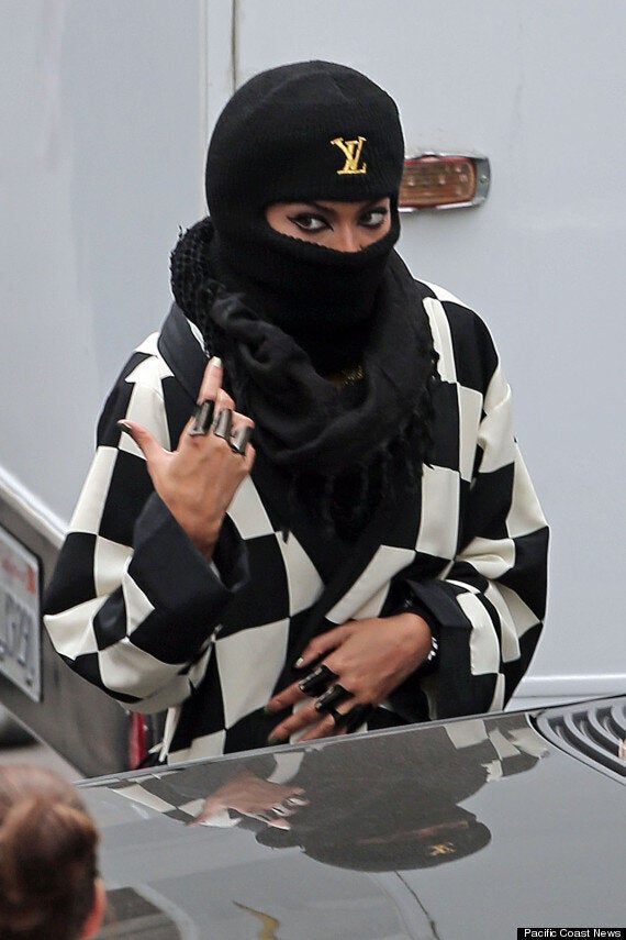 Beyonce Wears Designer Balaclava As She Leaves Studio In LA (PIC