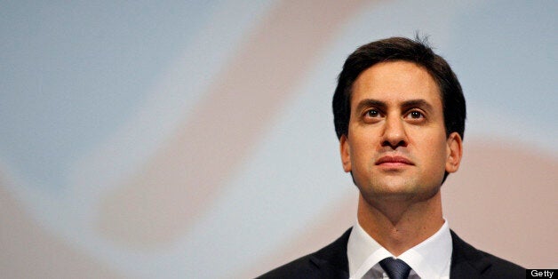 Ed Miliband, leader of the U.K. opposition Labour Party, pauses during his adresss to delegates at the party's annual conference in Liverpool, U.K., on Tuesday, Sept. 27, 2011. Miliband, the leader of the main opposition Labour Party, will call for higher taxes on 'asset-stripping' companies today in a speech outlining a 'new bargain' for Britain. Photographer: Chris Ratcliffe/Bloomberg via Getty Images