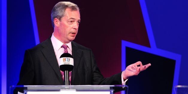 Ukip leader Nigel Farage takes part in a debate over Britain's future in the European Union, hosted by LBC's Nick Ferrari, held at 8 Northumberland Avenue, London.