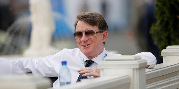 Peter Mandelson, former U.K. business secretary, reacts while sitting at an outdoor terrace on the opening day of the St. Petersburg International Economic Forum 2013 (SPIEF) in St. Petersburg, Russia, on Thursday, June 20, 2013. Russian consumer spending probably eased and investment shrank at the fastest pace since 2011, adding to evidence the $2 trillion economy is stalling. Photographer: Simon Dawson/Bloomberg via Getty Images