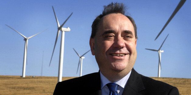 First Minister Alex Salmond during a visit to Crystal Rig wind farm in East Lothian.