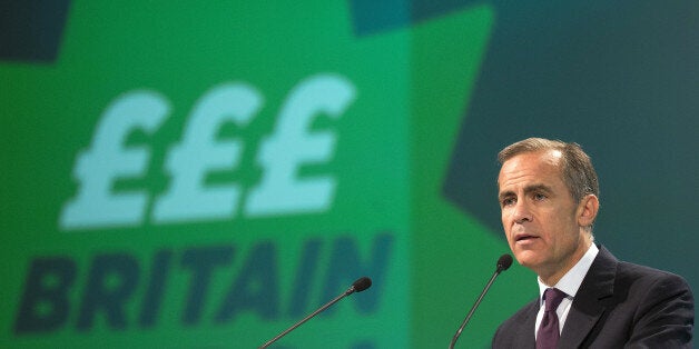 Mark Carney, governor of the Bank of England, speaks at the annual meeting of the Trades Union Congress (TUC) in Liverpool, U.K., on Tuesday, Sept. 9, 2014. Carney signaled Bank of England officials will probably increase their benchmark rate from a record low in spring next year as wage growth accelerates and the recovery gains momentum. Photographer: Simon Dawson/Bloomberg via Getty Images